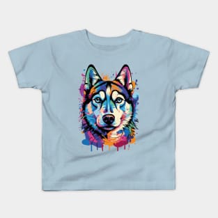 Cute Husky - Husky Colourful- Husky Lovers Kids T-Shirt